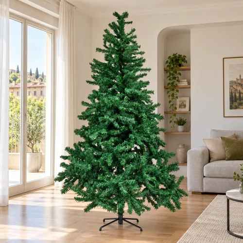 L’albero di Natale da 220 cm in un soggiorno, senza addobbi